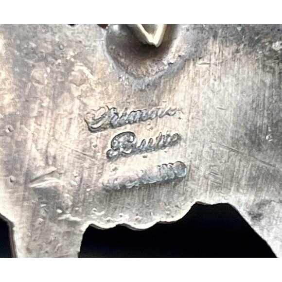 Navajo CHIMNEY BUTTE Sterling Silver Sheep Pendant Hand Stamped 925 Signed - Picture 9 of 11